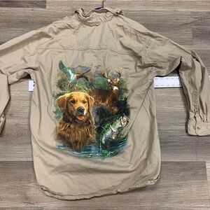 Golden Retriever outdoor hunting men’s button up shirt